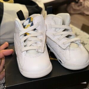 White yellow blue Jordan mvp
